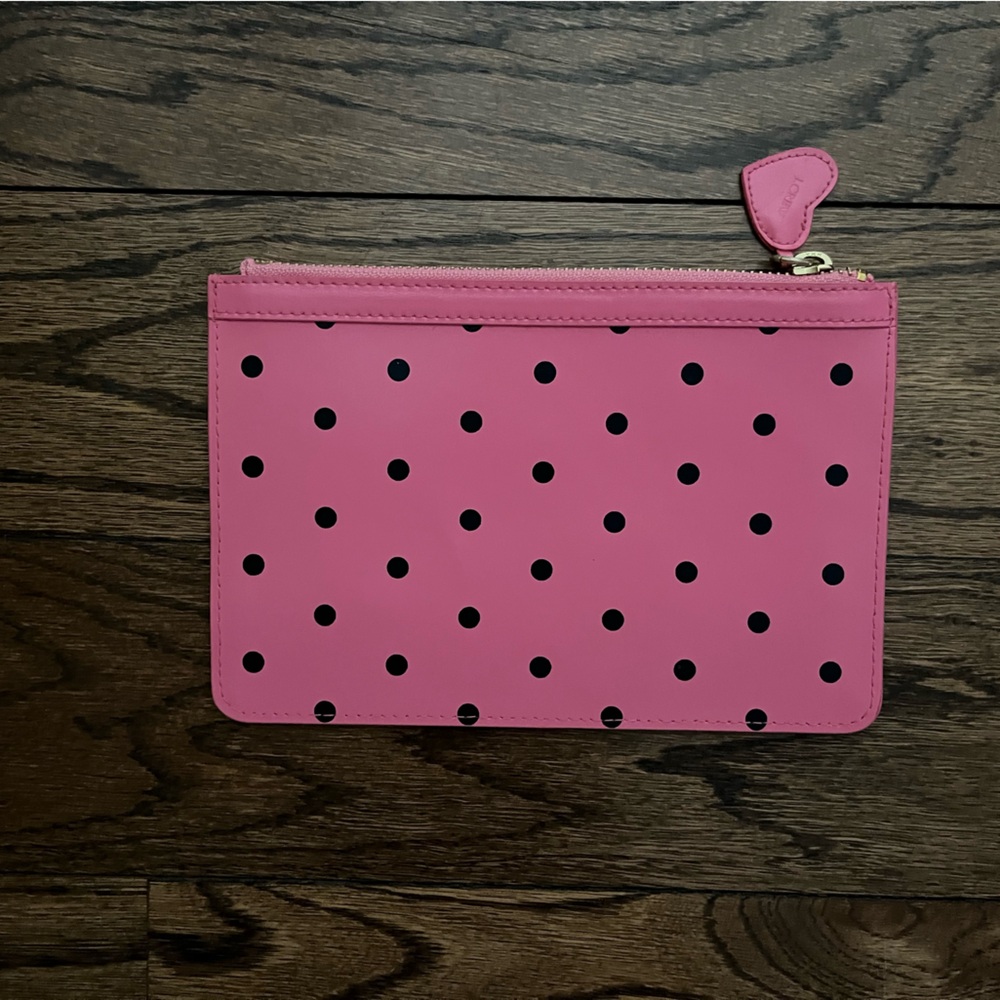 NWOT J Crew Pink Polka Dot Pouch